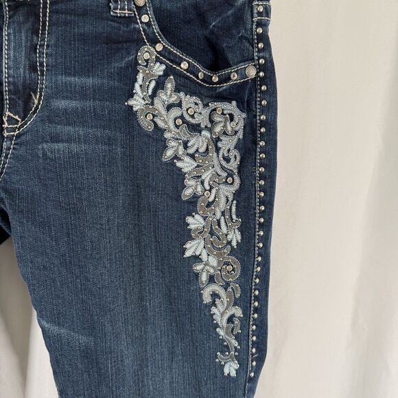 Trinity Ranch Jeans Womens 17 35x35 Dark Wash Blue Denim Bedazzled Cotton Blend - Picture 4 of 16